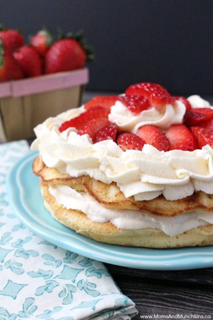 Strawberries and Cream Pancakes - Moms &amp; Munchkins