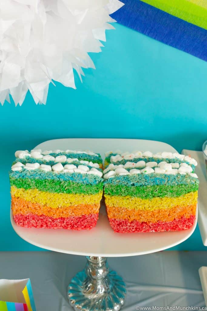 Rainbow Rice Krispie Cake Recipe Moms & Munchkins