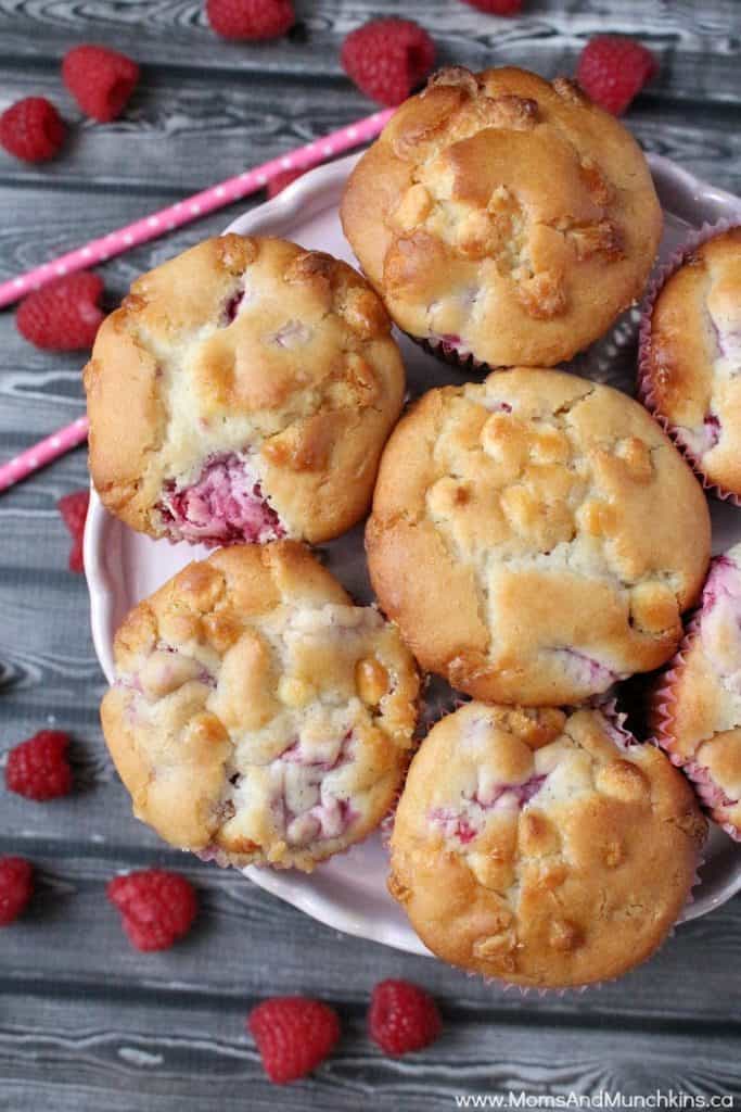 Raspberry White Chocolate Muffins Recipe - Moms &amp; Munchkins