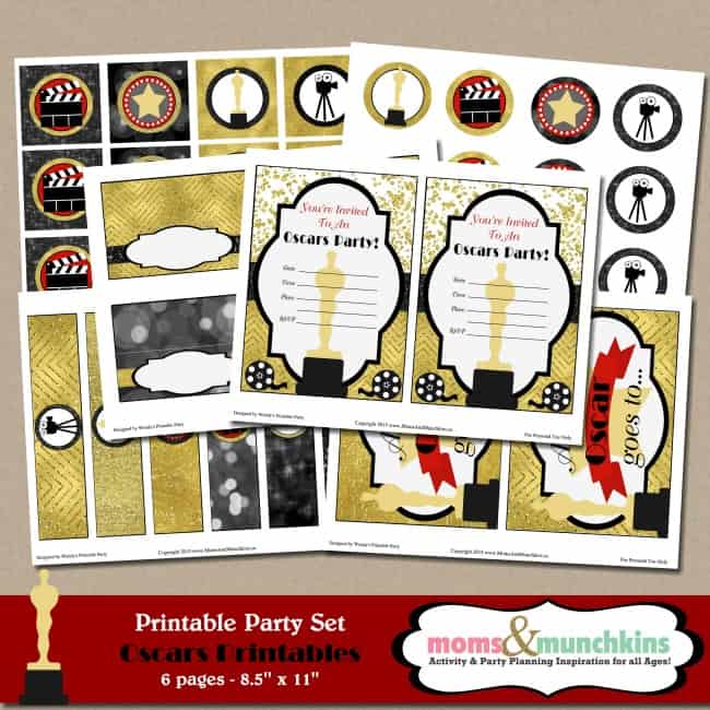 Oscar Party Ideas & Free Printables - Moms & Munchkins