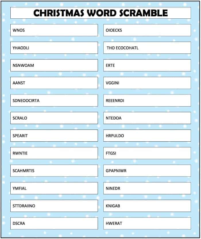 Christmas Word Scramble Moms Munchkins