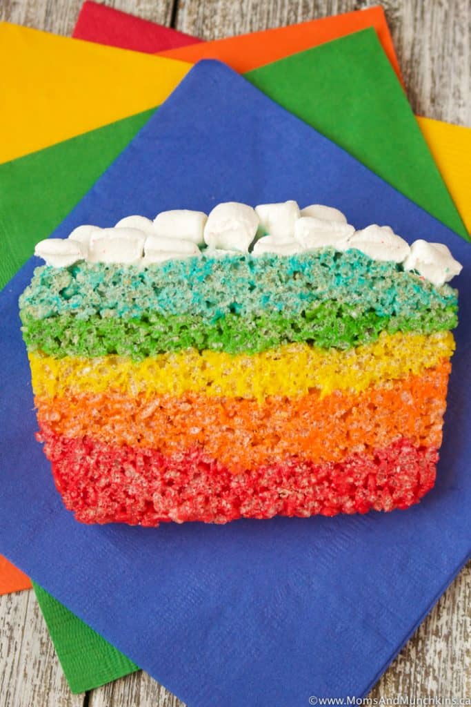 Rainbow Rice Krispie Cake Recipe Moms & Munchkins