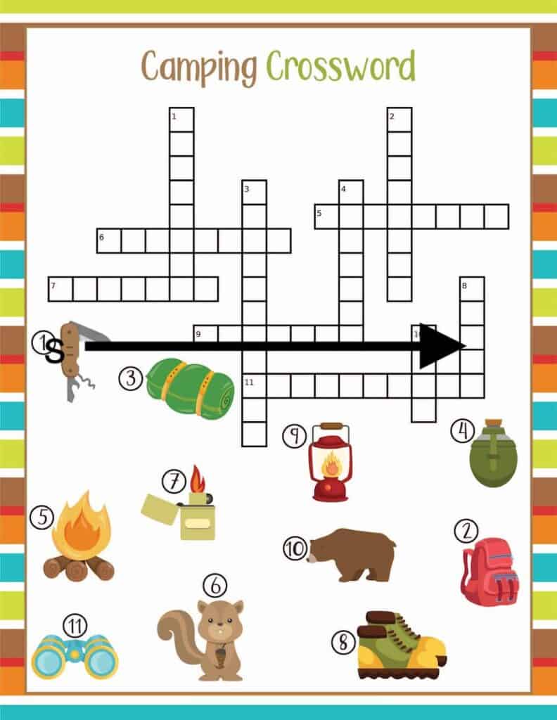 Camping Crossword Puzzle Printable