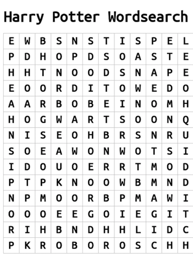 harry potter word search